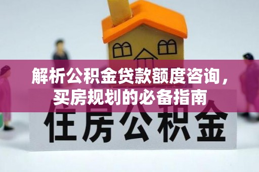 山丹解析公积金贷款额度咨询，买房规划的必备指南